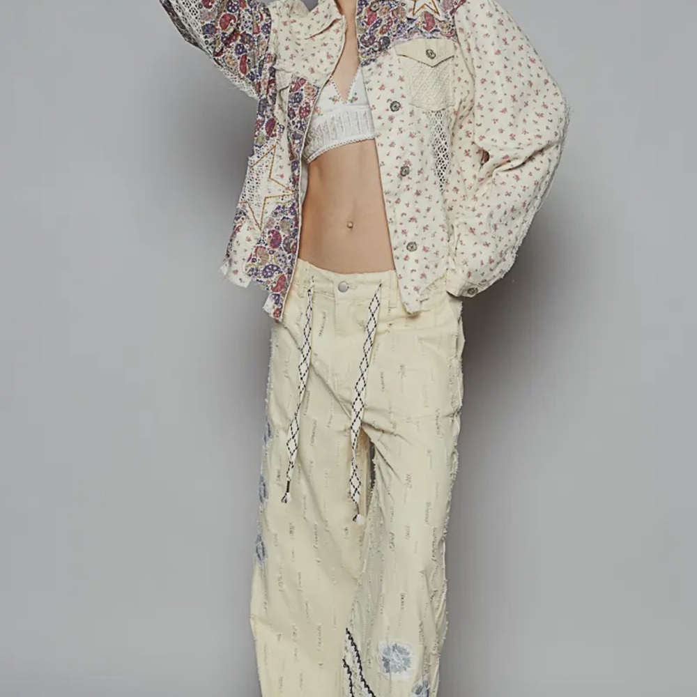 136 - Pol Cream And Multicolor Patchwork Jean Sha… - image 6